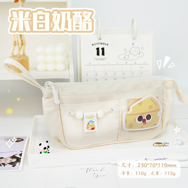 笔袋温柔慵懒风学生文具袋软乎乎女孩高颜值女生初中ins风大容量详情图